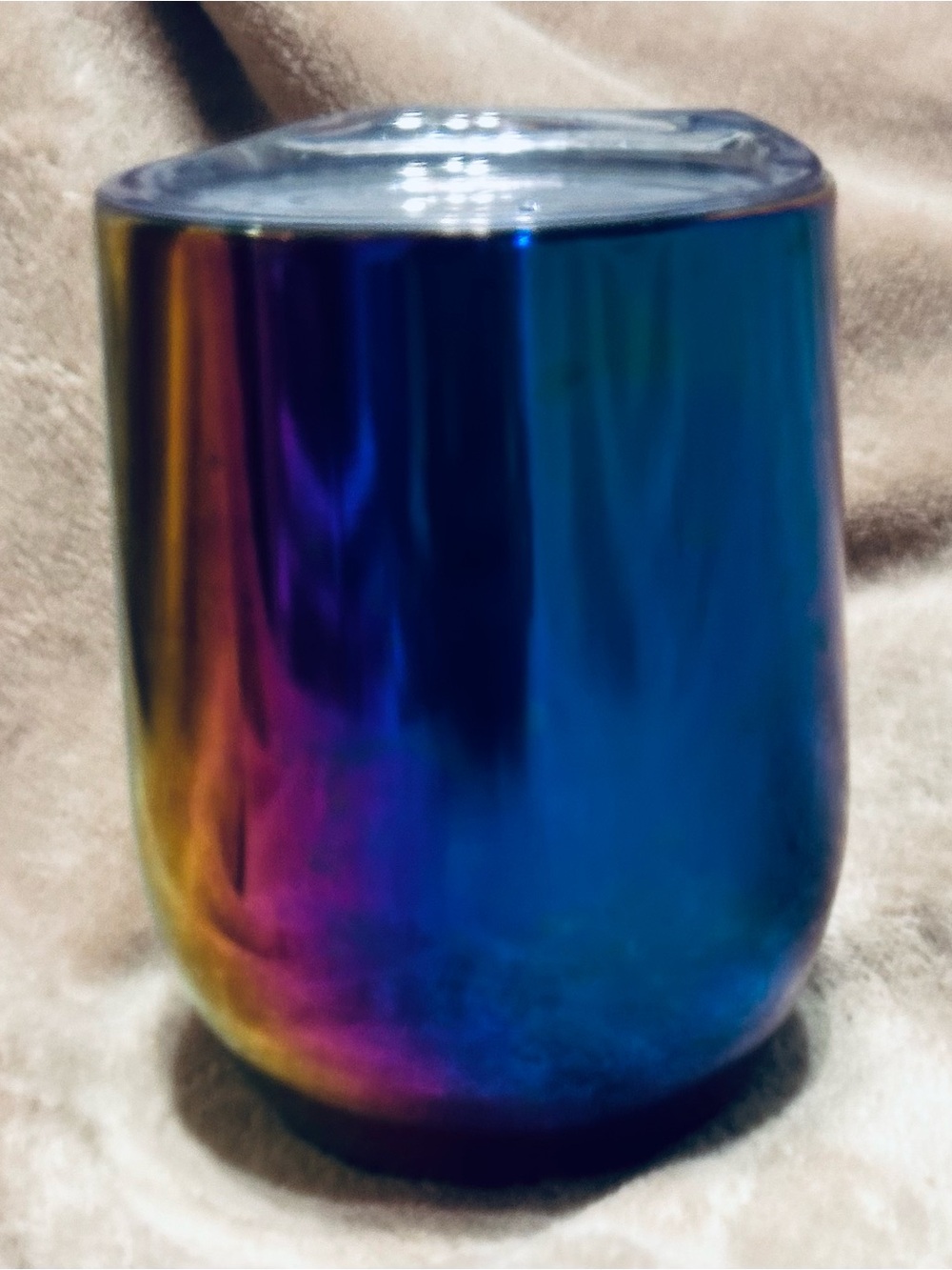 Insulated Iridescent Rainbow Stainless Steel Wine Tumbler.